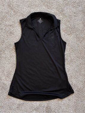 Sleeveless Polo Top - Black